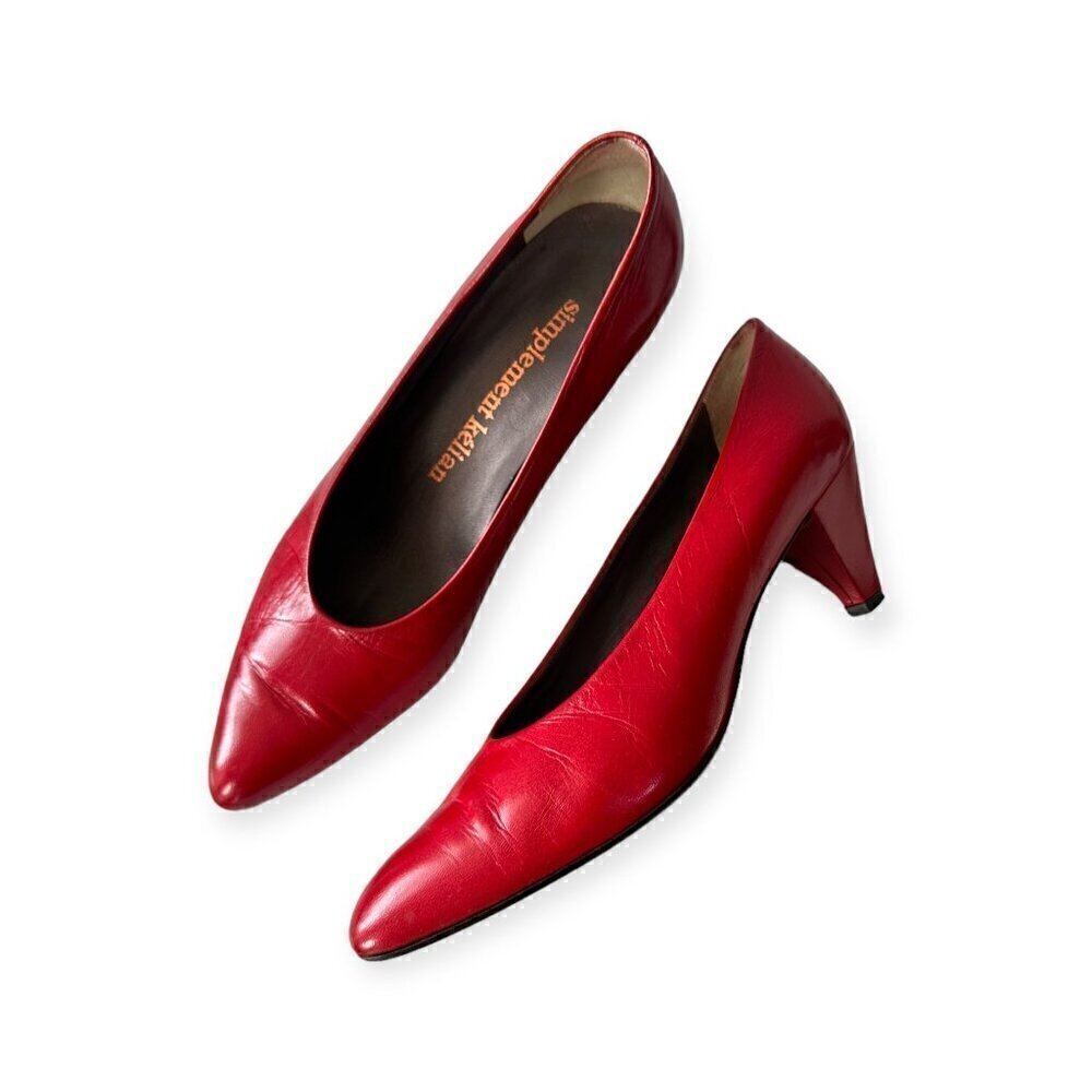 Stephane Kelian‎ Vintage Red Leather Pumps, Size UK 5.5 (US 7.5), 80s/90s